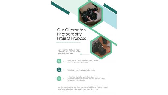 Our Guarantee Photography Project Proposal One Pager Sample Example Document