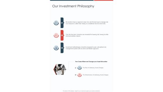 Our Investment Philosophy One Pager Sample Example Document
