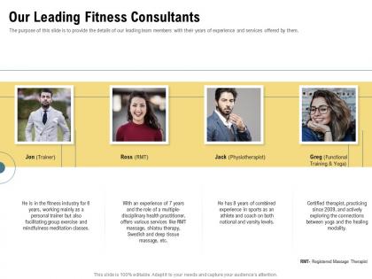 Our leading fitness consultants deep tissue ppt powerpoint presentation infographic