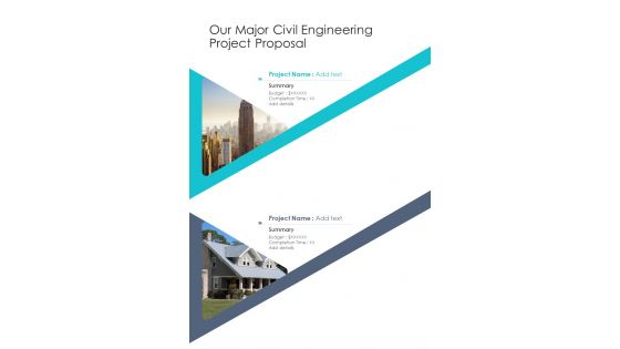 Our Major Civil Engineering Project Proposal One Pager Sample Example Document