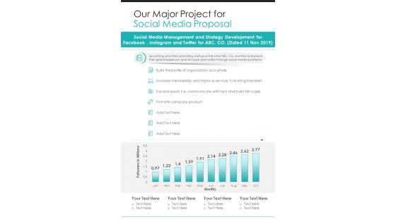 Our Major Project For Social Media Proposal One Pager Sample Example Document