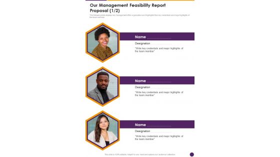 Our Management Feasibility Report Proposal One Pager Sample Example Document