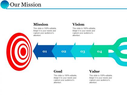 Our mission arrows targets f535 ppt powerpoint presentation inspiration demonstration