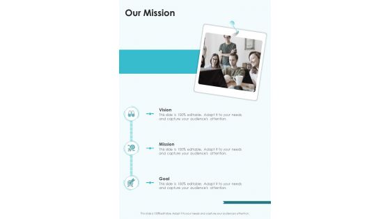 Our Mission Business Event Photography Proposal Template One Pager Sample Example Document