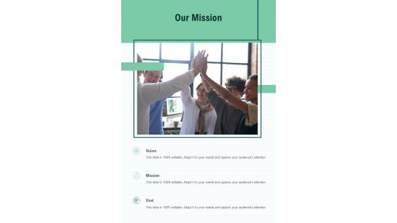 Our Mission Change Management Proposal One Pager Sample Example Document