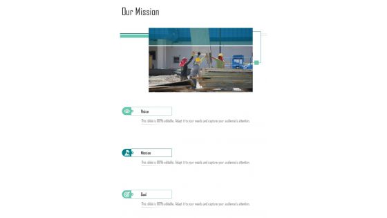 Our Mission Construction Proposal Template One Pager Sample Example Document