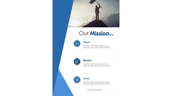 Our Mission Content Marketing Strategy Proposal One Pager Sample Example Document