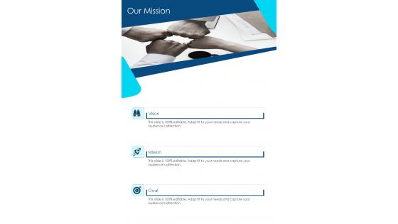 Our Mission Copywriting Proposal Template One Pager Sample Example Document