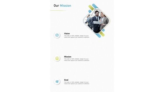 Our Mission Digital Content Marketing Proposal One Pager Sample Example Document