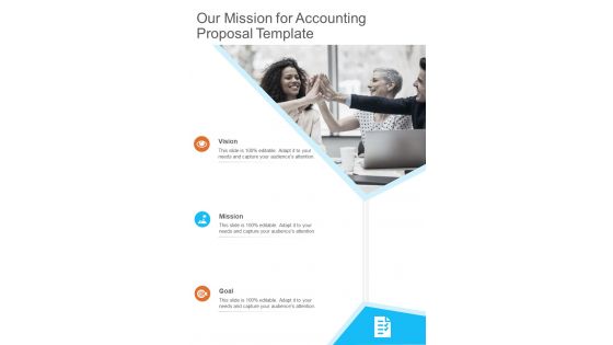 Our Mission For Accounting Proposal Template One Pager Sample Example Document