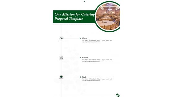 Our Mission For Catering Proposal Template One Pager Sample Example Document