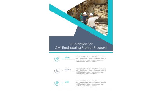Our Mission For Civil Engineering Project Proposal One Pager Sample Example Document