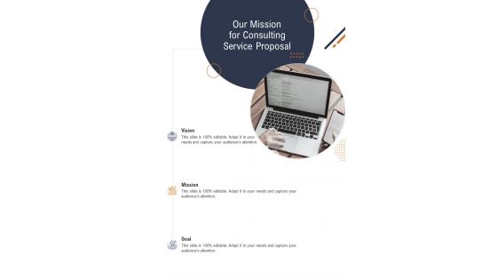 Our Mission For Consulting Service Proposal One Pager Sample Example Document