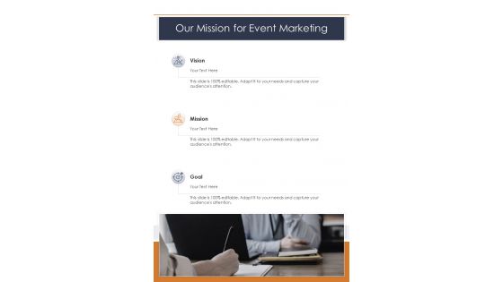 Our Mission For Event Marketing One Pager Sample Example Document