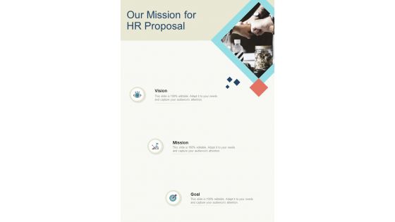 Our Mission For HR Proposal One Pager Sample Example Document