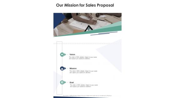 Our Mission For Sales Proposal One Pager Sample Example Document