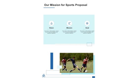 Our Mission For Sports Proposal One Pager Sample Example Document