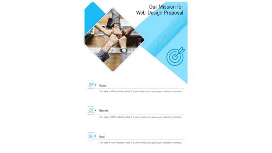 Our Mission For Web Design Proposal One Pager Sample Example Document