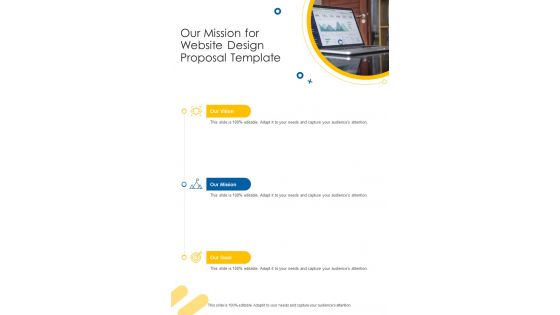 Our Mission For Website Design Proposal Template One Pager Sample Example Document