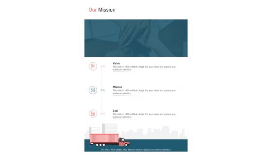 Our Mission Freight Forwarding Business Proposal One Pager Sample Example Document