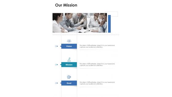 Our Mission Market Research Proposal For New Product One Pager Sample Example Document