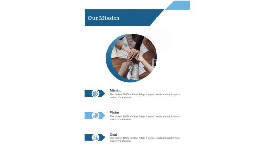 Our Mission Marketing Proposal One Pager Sample Example Document