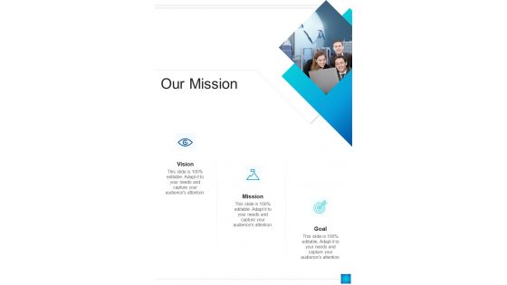 Our Mission Online Marketing Proposal One Pager Sample Example Document