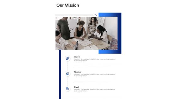 Our Mission Sample Business Proposal One Pager Sample Example Document