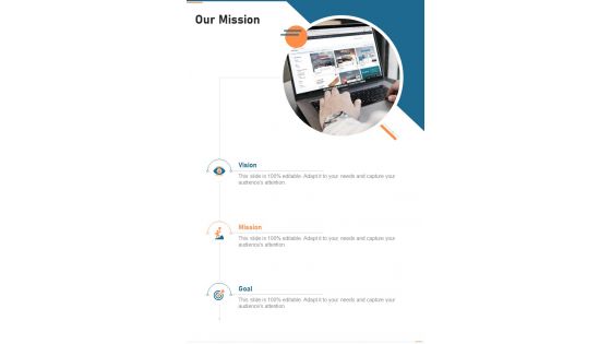 Our Mission Software Freelance Proposal One Pager Sample Example Document