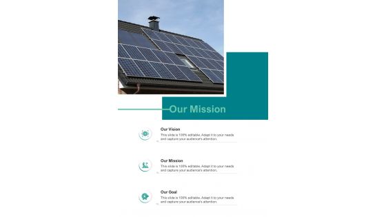 Our Mission Solar Proposal Template One Pager Sample Example Document