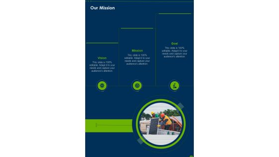 Our Mission Solar Sales Proposal One Pager Sample Example Document