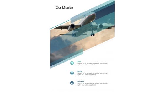 Our Mission Transportation Service Proposal One Pager Sample Example Document