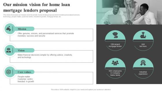 Our Mission Vision For Home Loan Mortgage Lenders Proposal Ppt Introduction