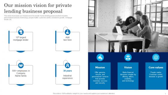 Our Mission Vision For Private Lending Business Proposal Ppt Sample