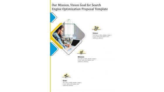 Our Mission Vision Goal For Search Engine Optimization Proposal One Pager Sample Example Document