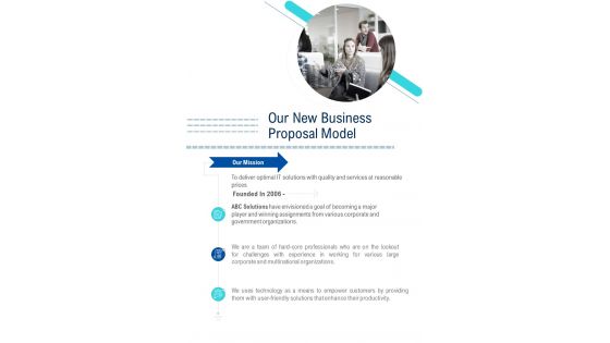 Our New Business Proposal Model One Pager Sample Example Document