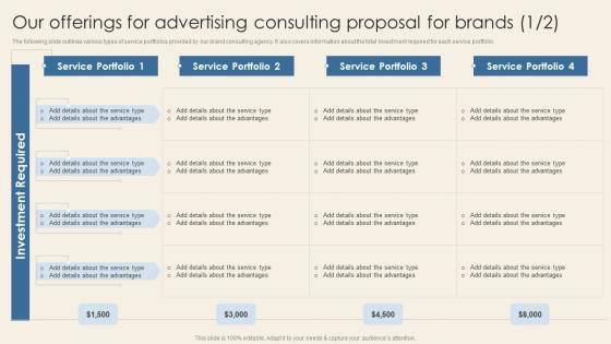 Our Offerings For Advertising Consulting Proposal For Brands Ppt Slides Tips
