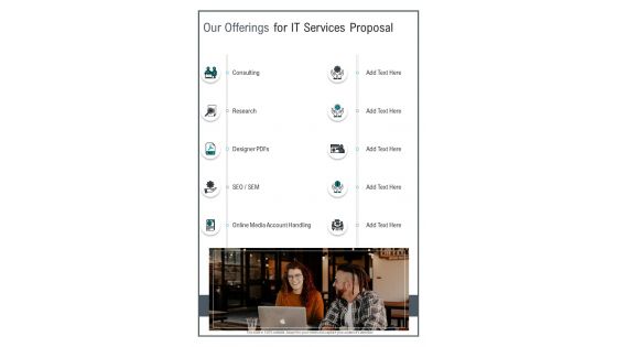 Our Offerings For IT Services Proposal One Pager Sample Example Document