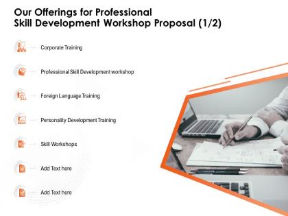 Our offerings for professional skill development workshop proposal personality development ppt presentation picture