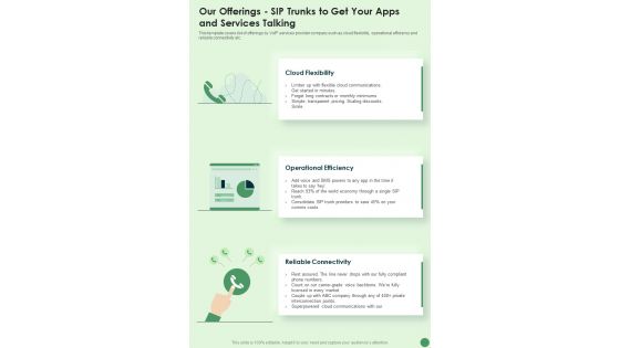 Our Offerings Sip Trunks To Get Your Apps And Services Talking One Pager Sample Example Document