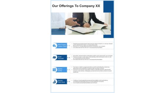 Our Offerings To Company Xx Consulting Proposal One Pager Sample Example Document