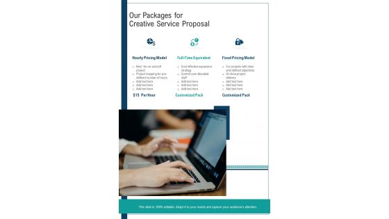 Our Packages For Creative Service Proposal One Pager Sample Example Document