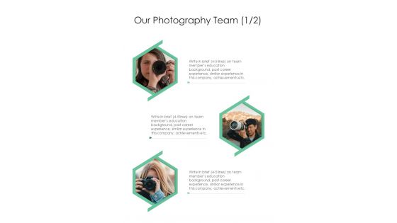 Our Photography Team Photography Project Proposal One Pager Sample Example Document