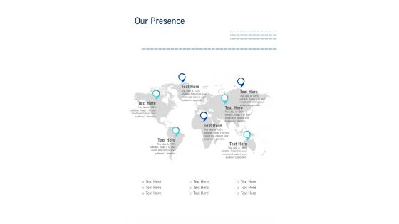 Our Presence New Business Proposal One Pager Sample Example Document