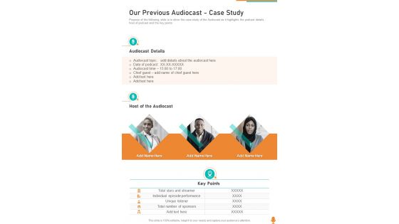 Our Previous Audiocast Case Study One Pager Sample Example Document
