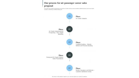 Our Process For Air Passenger Career Sales Proposal One Pager Sample Example Document