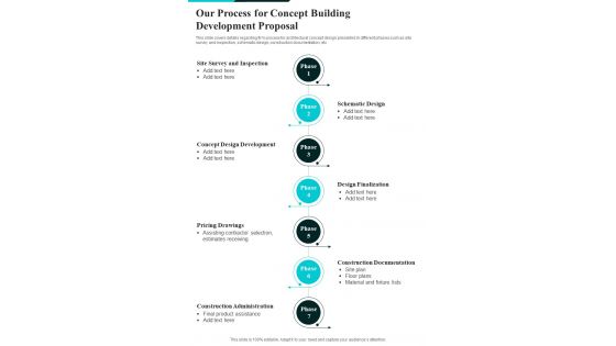 Our Process For Concept Building Development Proposal One Pager Sample Example Document