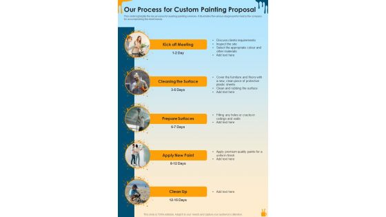 Our Process For Custom Painting Proposal One Pager Sample Example Document