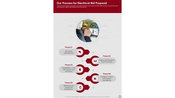Our Process For Electrical Bid Proposal One Pager Sample Example Document