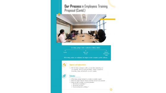 Our Process In Employees Training Proposal Contd One Pager Sample Example Document